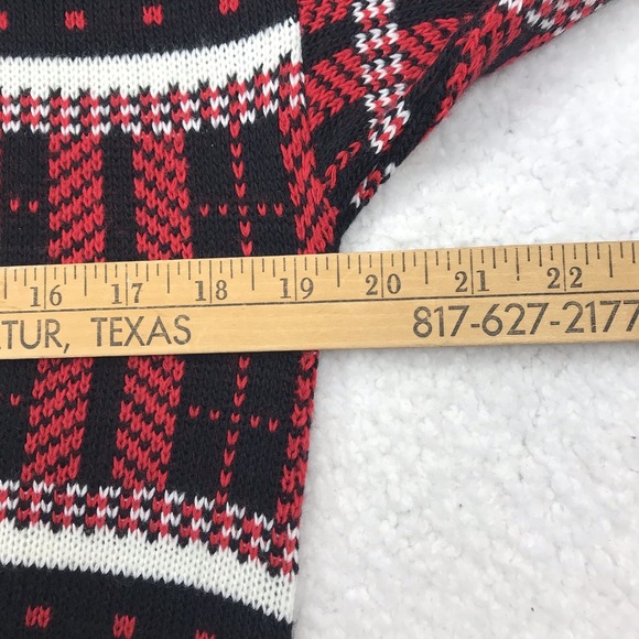 VTG AMERICAN PRIDE Sweater Men S Black Red Geometric ColorBlock 80s 90s MADE USA - Picture 13 of 16